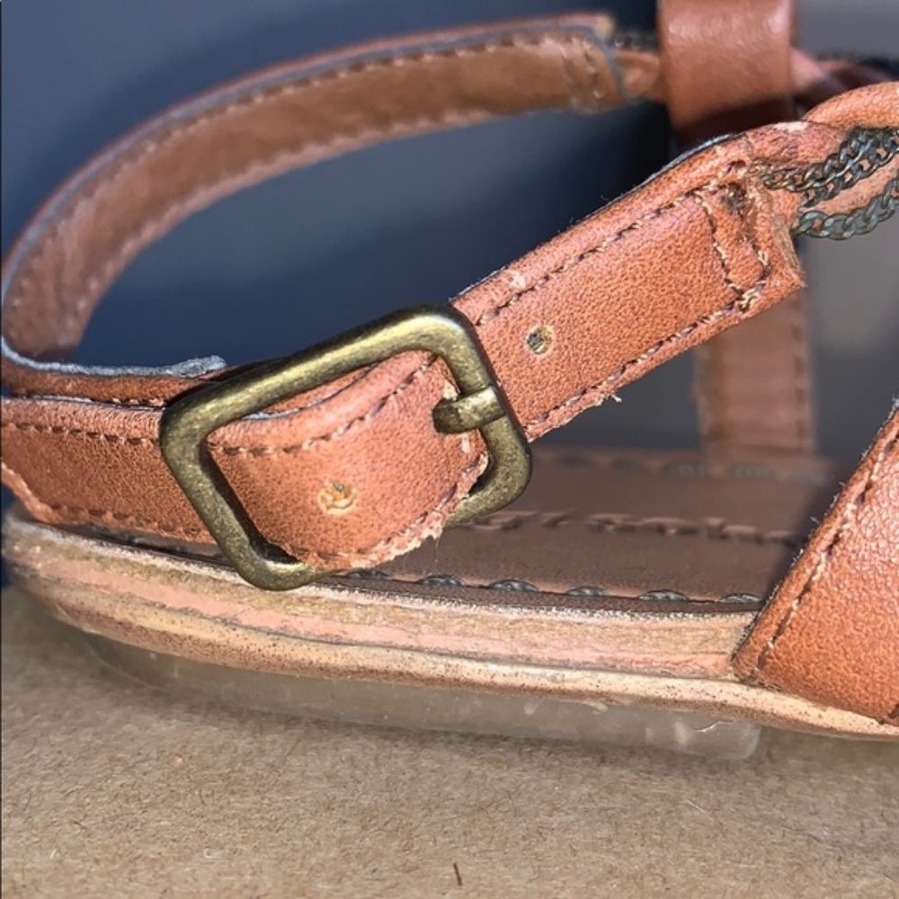 Zigi Soho Daphne Cognac Tan & Brass Chain Braided Sandals Size 6 - Picture 11 of 12